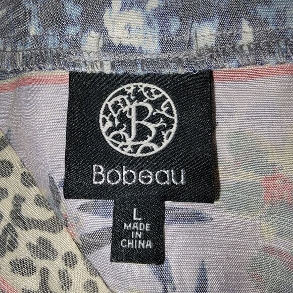 Bobeau Nwot floral leopard print rayon blend knit hem shirt top size Large - Picture 6 of 7